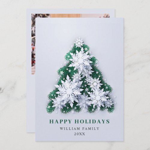 3D Elegant Snowflakes Christmas Greeting PHOTO Holiday Card