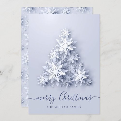 3D Elegant Snowflakes Christmas Tree Greeting Holiday Card