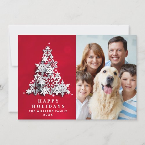 3D Elegant Snowflakes Christmas Tree Greeting Holiday Card