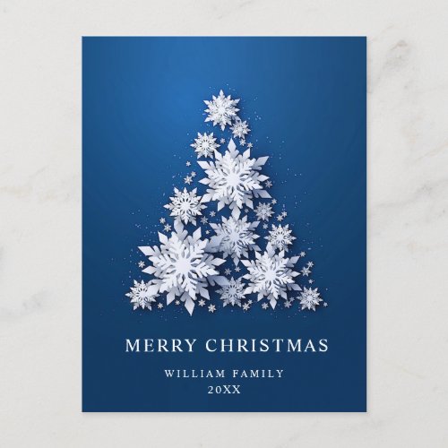 3D Elegant Snowflakes Christmas Tree Greeting Holiday Postcard