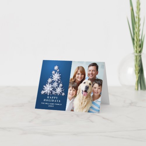 3D Elegant Snowflakes Christmas Tree Photo Holiday Card