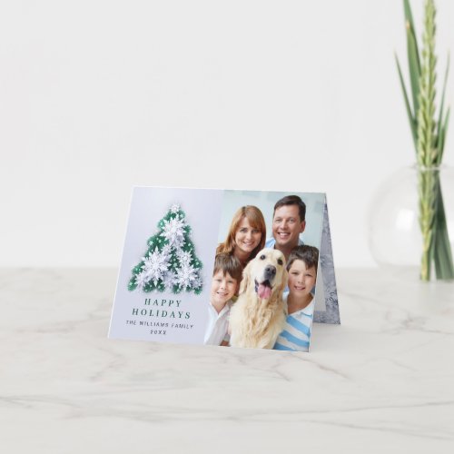 3D Elegant Snowflakes Christmas Tree Photo Holiday Card