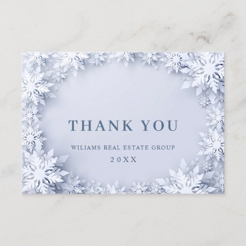 3D Elegant Snowflakes Corporate Christmas Holiday Thank You Card