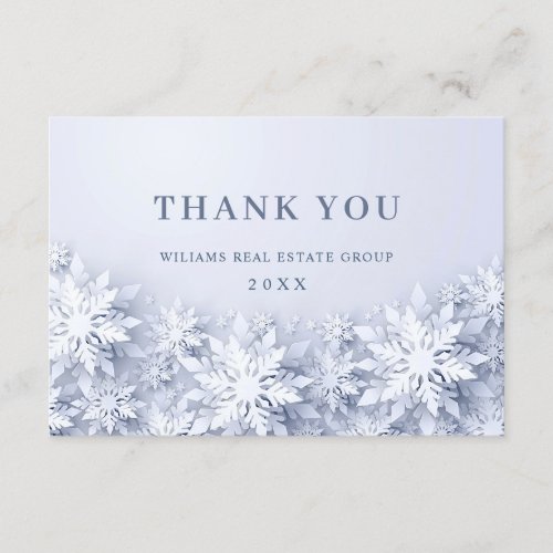 3D Elegant Snowflakes Corporate Christmas Holiday Thank You Card