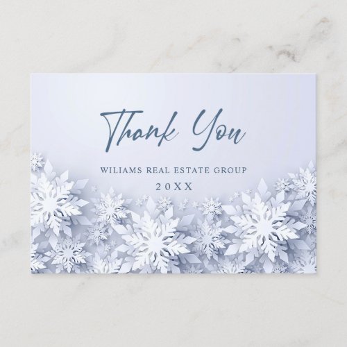 3D Elegant Snowflakes Corporate Christmas Holiday Thank You Card