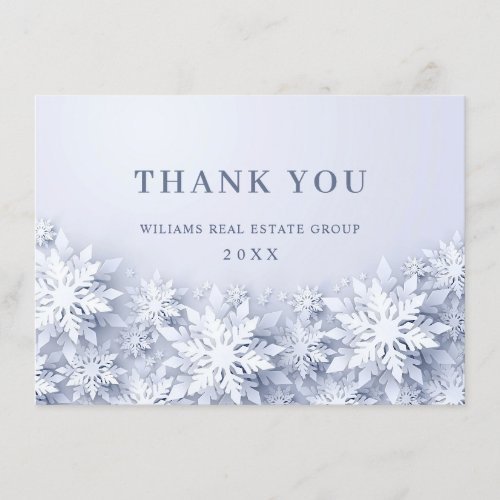 3D Elegant Snowflakes Corporate Christmas Holiday Thank You Card