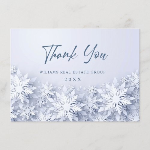 3D Elegant Snowflakes Corporate Christmas Holiday Thank You Card