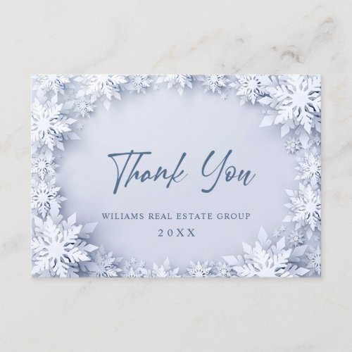 3D Elegant Snowflakes Corporate Christmas Holiday Thank You Card