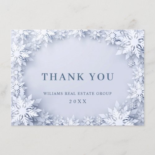 3D Elegant Snowflakes Corporate Christmas Holiday Thank You Card