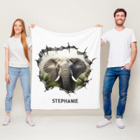 3D Elephant Wall Break Art – Realistic Safari