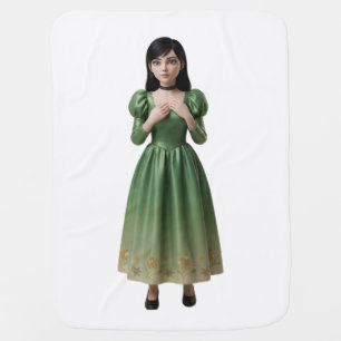 3D Emerald Green Princess Character Baby Blanket