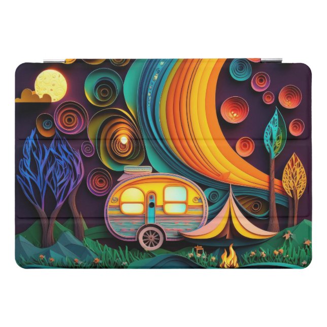 3D Evening Campsite Paper Quill Art iPad Pro Cover (Horizontal)