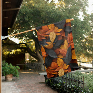 3D Fall Leaves House Flag