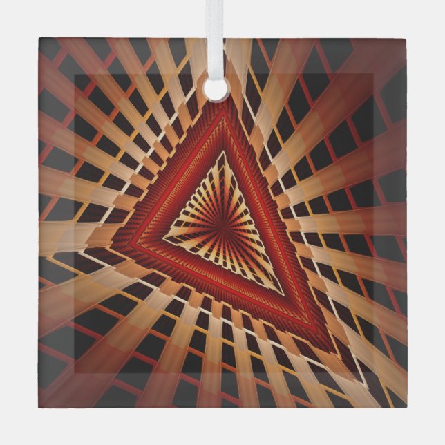 3D Fantasy Network Modern Fractal Graphic Design Glass Ornament (Front)