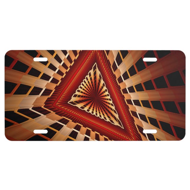 3D Fantasy Network Modern Fractal Graphic Design License Plate (Front)