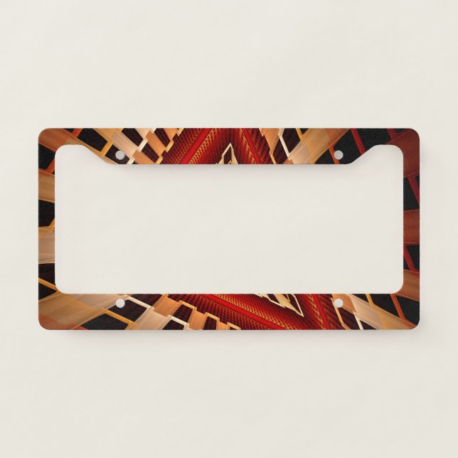3D Fantasy Network Modern Fractal Graphic Design License Plate Frame (Front)