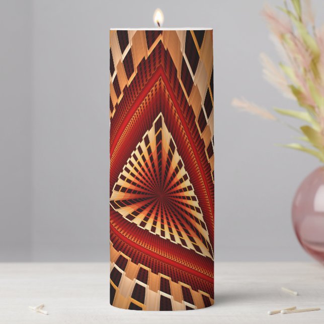 3D Fantasy Network Modern Fractal Graphic Design Pillar Candle (In Situ)