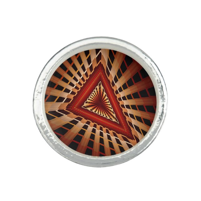 3D Fantasy Network Modern Fractal Graphic Design Ring (Front)