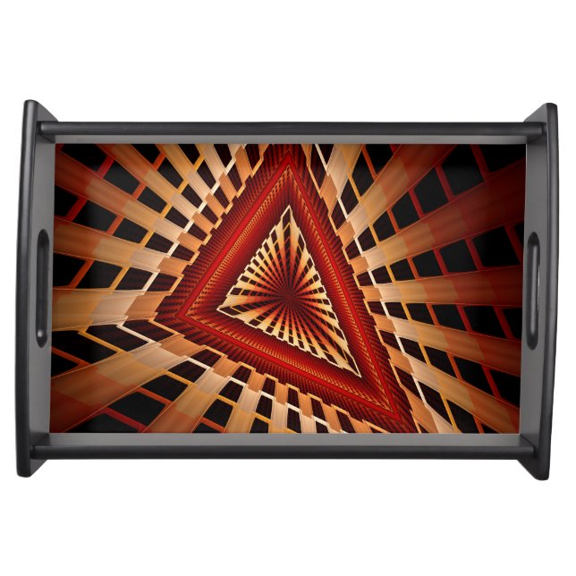 3D Fantasy Network Modern Fractal Graphic Design Serving Tray (Front)