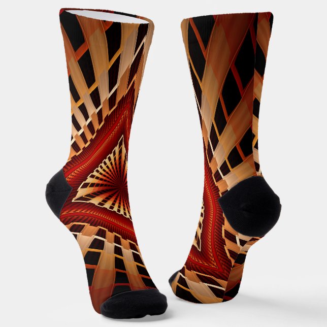 3D Fantasy Network Modern Fractal Graphic Design Socks (Angled)