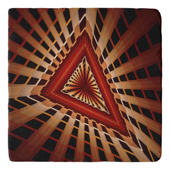 3D Fantasy Network Modern Fractal Graphic Design Trivet (Front)