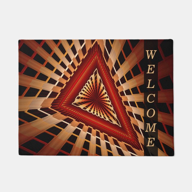 3D Fantasy Network Modern Fractal Graphic Welcome Doormat (Front)