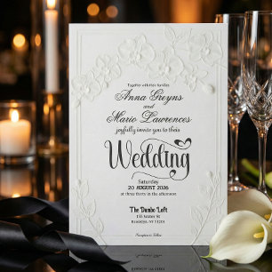 3D Faux Embossed White Orchid Floral Arch Wedding  Invitation