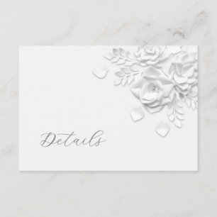 3D Faux Paper Cut Roses Wedding Details Enclosure Card