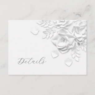3D  Faux Paper Cut Roses Wedding Details Enclosure Card