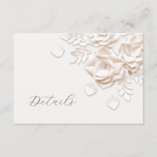 3D Faux Paper Cut Roses Wedding Details Enclosure Card