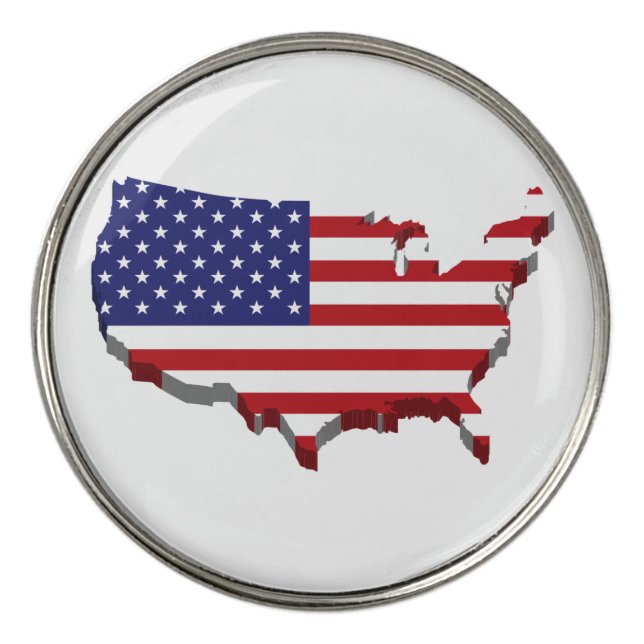 3D Flag of the USA Golf Ball Marker (Front)