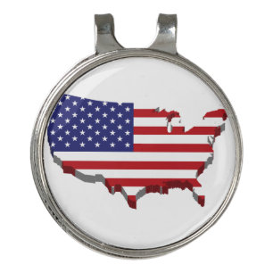 3D Flag of the USA Golf Hat Clip & Ball Marker