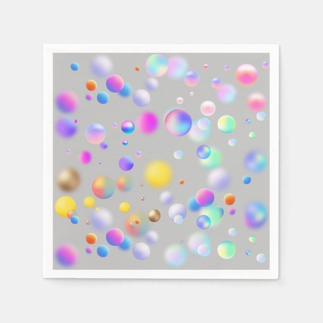 3D Floating Balls Pattern. Grey BG Napkins (Front)