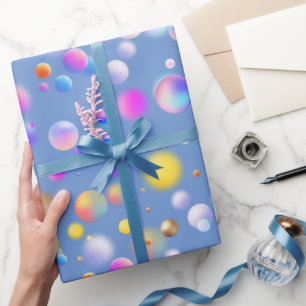 3D Floating Balls Pattern. LBlue BG Wrapping Paper