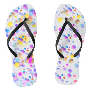 3D Floating Balls Pattern. White BG Flip Flops