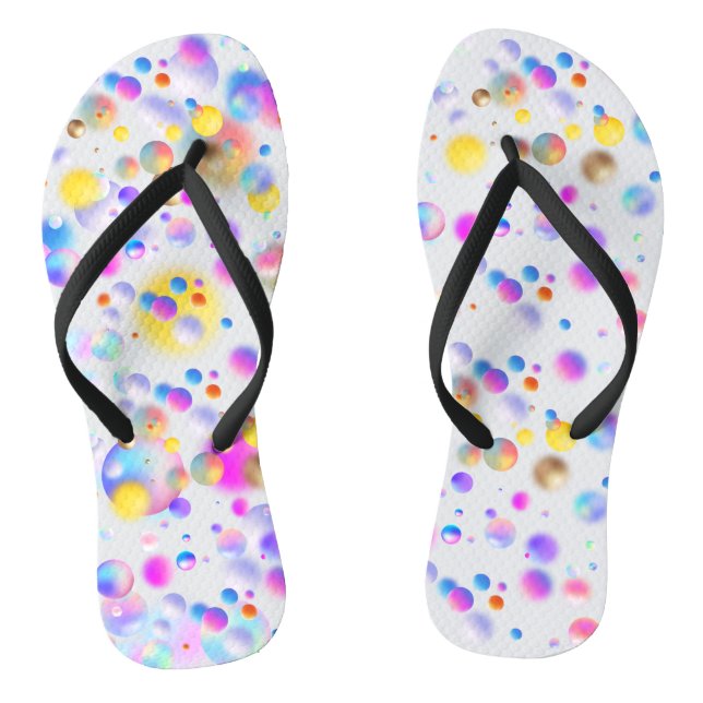 3D Floating Balls Pattern. White BG Flip Flops (Footbed)
