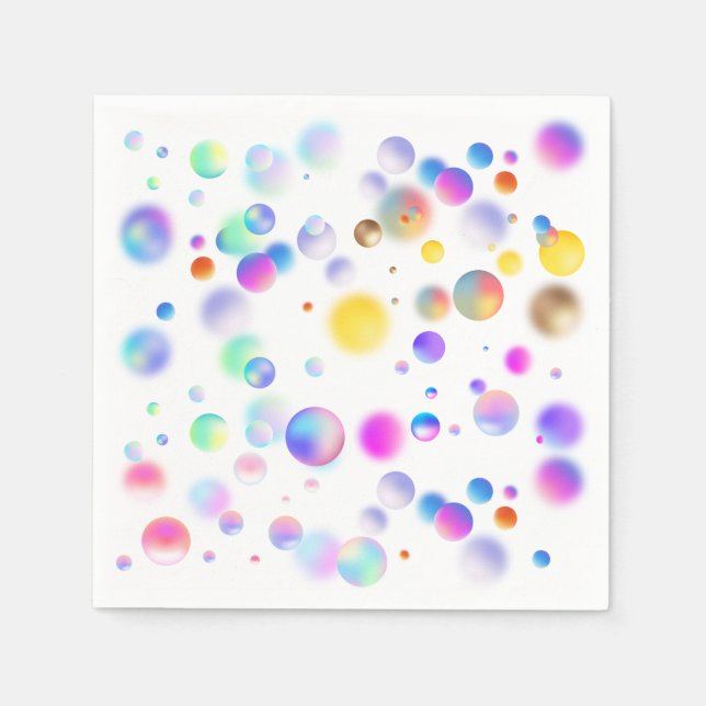 3D Floating Balls Pattern. White BG Napkins (Front)