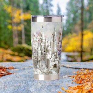 3D Floral Castle Artwork Thermal Tumbler