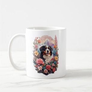 3D Floral Fantasy Bernese Mountain Dog Birds View Coffee Mug