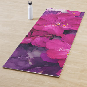 3D Floral Fuchsia & Purple Marble Art Couverture Yoga Mat