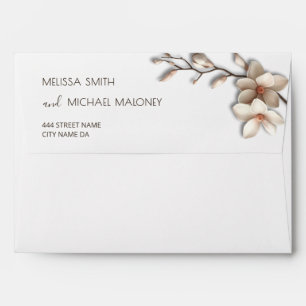 3D Floral Magnolia White Wedding Envelope