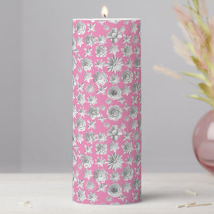 3D Floral Pattern 01.wx4. Pink BG Pillar Candle
