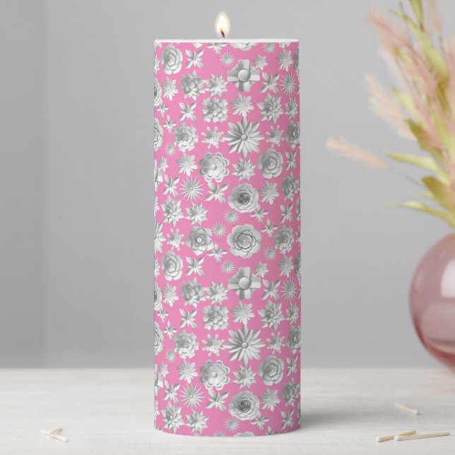 3D Floral Pattern 01.wx4. Pink BG Pillar Candle (In Situ)