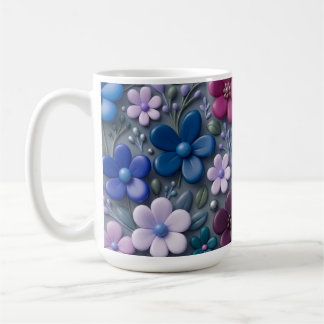 3D Floral Pattern Ceramic Coffee Mug - Colorful Fl