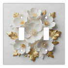 3d floral sculpted white flowers and gold leaves
