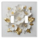 3d floral sculpted white flowers and gold leaves