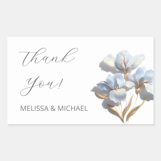 3D Flower Stylized Lily Thank You Rectangular Sticker (Front)