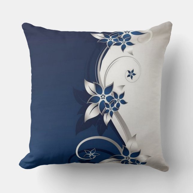 3D flowers blue and white Duvet Cover Throw Pillow (Front)