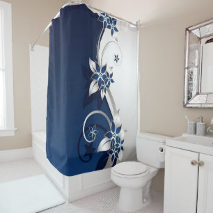 3D flowers blue and white  Shower Curtain