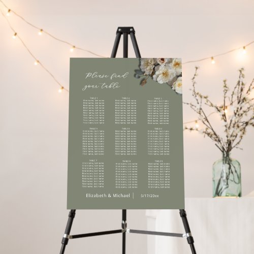 3D Flowers Roses Wedding Seating Chart Foam Board